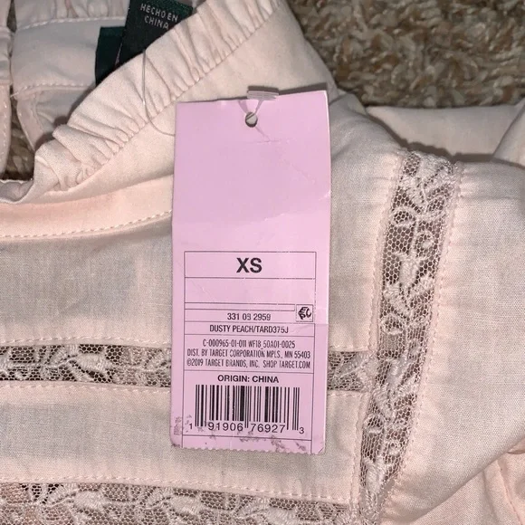 NWT Wild Fable Light Pink High Neck Poplin Baby Doll Dress with Long Sleeves XS - Picture 5 of 9